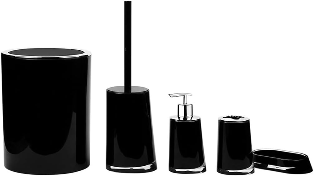 Bathroom Kit Trash Can Toilet Brush Toothbrush Cup Holder Soap Box Soap Dispenser(D)