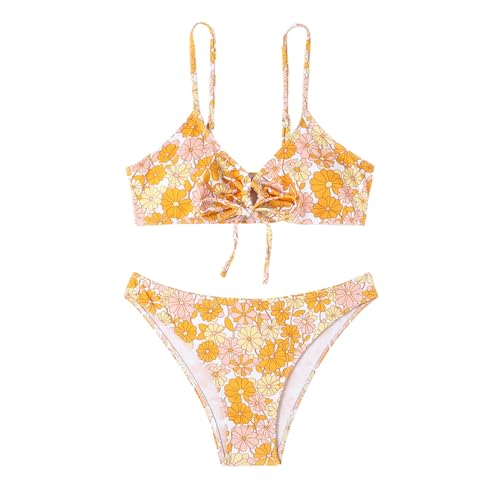 Genérico Conjunto Tankinis Elegante para Mujer Traje de Baño Push Up con Estilo Brasileño Ropa de Playa Cómoda y Moderna (Yellow, XL)