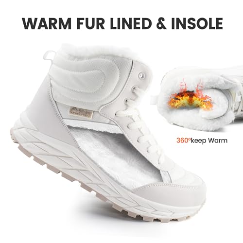 CC-Los Women's Waterproof Outdoor Winter Snow Boots | Faux Rabbit Fur Lining for Warmth | Lightweight TPR Sole | Size 5.5-103