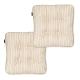 Classic Accessories Outdoor Chair Cushion, 2 Pack, Soft Beige, Stripe, 19