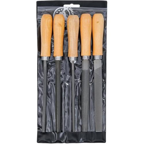 Jeu de Limes 5 pcs 150 mm D-Work avec manche en bois pour travail de l'acier
