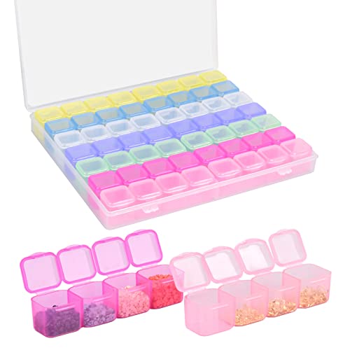 Cozlly 56 Griglie Scatola Pittura a Diamante, Scatola Immagazzinaggio di Plastica, Staccabile Contenitore di Perline, Gioielli Scatola, Stoccaggio Scatole Trasparent per Strass, Gioielli, Paillettes