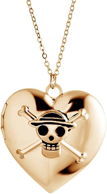 Necklace Coins Creativity Skull Necklace Photo Locket Copper Pendant That Holds Pictures Necklaces Keepsake Jewelry Torque Necklaces ( Color : Rose gold , Size : 3.4*3.5cm )