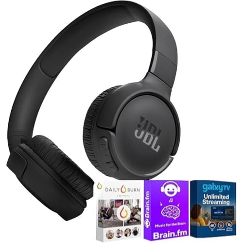 JBL Tune 520BT Wireless On-Ear Headphones, Up to 57H Battery Life and Speed Charge, Lightweight, Comfortable and Foldable Design, Hands-Free Calls with Streaming Bundle (Black)