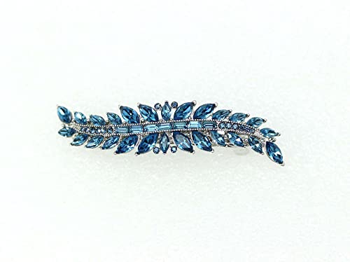 Faship Lindo prendedor de cabelo pequeno floral de cristal marquise azul marinho