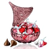 MASHBOX Kisses VALENTINE'S DAY - 1 Pounds Kisses with Blush/Pink Crystal Kiss Candy Dish - Individually Wrapped Kisses Milk Chocolate - Best Gift Idea
