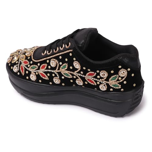 Image of Vendoz Women Hand Embroidery Wedding Party Bridal Sneakers 4032