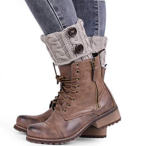 Winter Cable Knit Leg Warmers, Short Women Crochet Boot, Black, Size Normal #TOP2