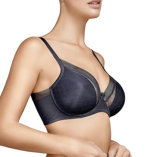 Selene, Sujetador Mujer con Elegante Diseño Geométrico, con Aros y Relleno, Colección Katia, Color Negro, Talla 95 C