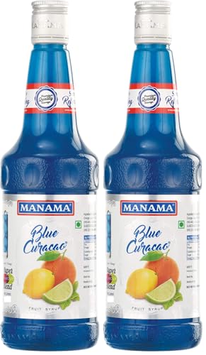 Image of Manama Blue Curacao Syrup | Mixer for Mocktails, Cocktails, Drinks, Juices, Beverages | Non Alcoholic Mix 1Litre Bottle (Pack of 2)