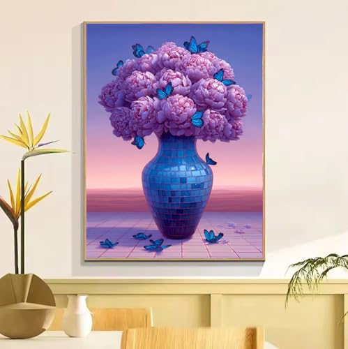 ペイントバイナンバー キット 大人用 蝶 花、DIY 番号絵画 しわ防止キャンバス、初心者ペイントキット 成人儿童数字?画、アクリルペイント ペイントブラシ、 数字油絵 手工 クラフトアート フレームなし ?意?? ホームデコレーションギフ 50x70cm