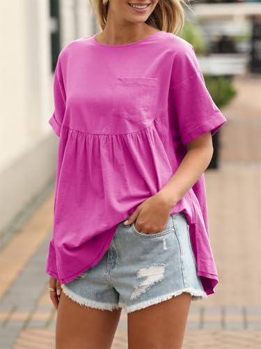 Image of Tankaneo Womens Summer Babydoll Tops Casual Loose Fit Peplum Oversized Tunic Shirts