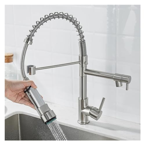 Mitigeur eau chaude et froide électroplaqué avec buse de cuisine