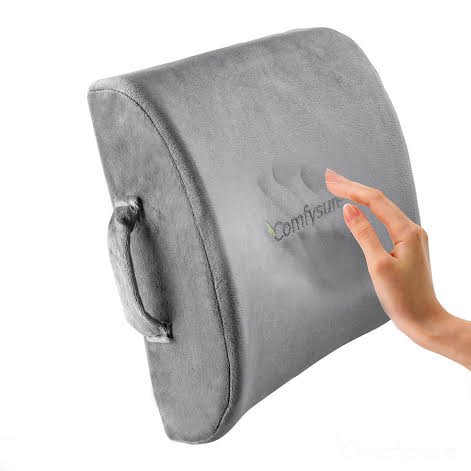 ComfySure Memory Foam Back Cushion - Lumbar Support Backrest Pillow with Dual Adjustable Straps - Soft and Comfortable - Relieves Lower Back Pain and Pressure