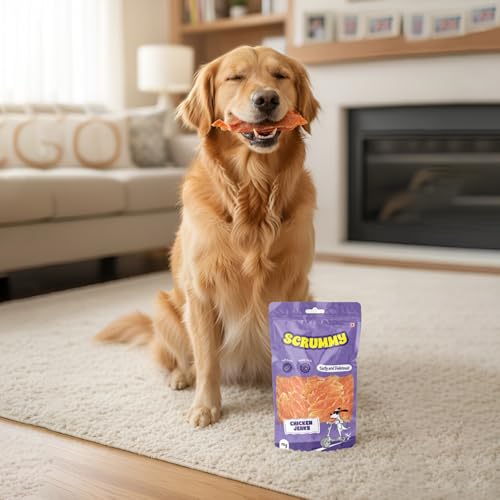 Image of Scrummy Chicken Jerky Dog Treats, 70g (Pack of 3) Soft & Tasty Training Snacks | High Protein, Easy to Digest, Healthy Rewards for Puppies & Adult Dogs