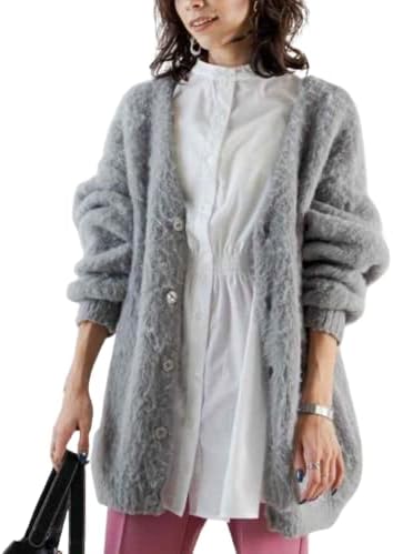 Amazon ウィゴー 男女兼用 ふわふわ Big カーディガン あったか もこもこ ゆったり ゆる モヘア ライク スクール 学生 制服 アウター 無地 羽織 女子 服 無地 長袖 ロング カーデ レイヤード 服 アウター トップス スクール 秋 冬