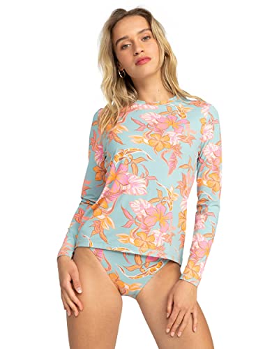 Roxy Women's Standard Sea Skippin UPF 50 Long Sleeve Rashguard, Blue Surf Kartoffel Tropical 233