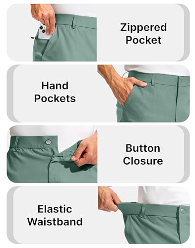 Pudolla Men's Golf Dress Shorts 7"/9" Stretch Casual Work Hybrid Shorts for Men with 3 Pockets Quick Dry Breathable(Thyme 38W x 7L) — view 4