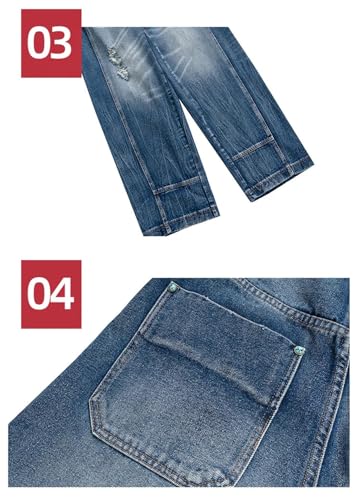 Men and Women Distressed Jeans Streetwear Washed Baggy Denim Trousers Ripped Hole Loose Cargo Pants3