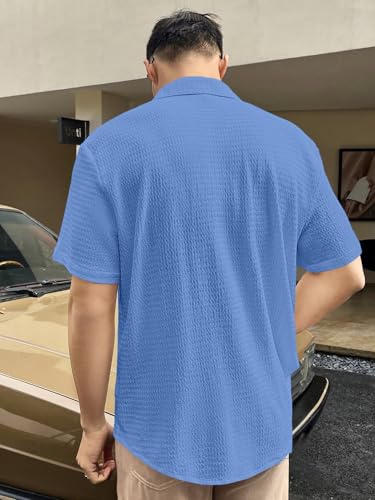 Image of GRECIILOOKS Men's Polycotton Shirt |Stylish Casual Regular Fit Shirts | Textured Half Sleeve | Slim Fit | Business & Meeting Ready (Available in Plus Size)