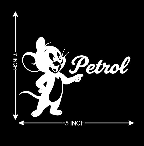 Petrol Mouse Logo Car Decal, White Vinyl Sticker, 7 x 5 Inch, Automotive Exterior Decoration 1
