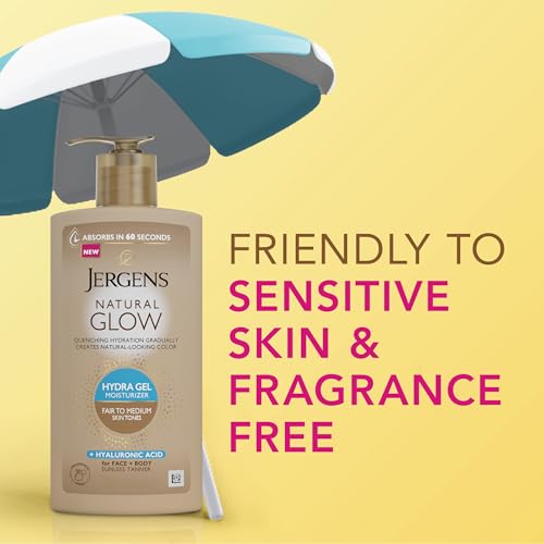 Jergens Natural Glow Hydra Gel Moisturizer, Hyaluronic Acid Tanning Lotion, Hydrating Tanning Gel, Fragrance-Free Self Tanner, Fair to Medium Skin... - Image 4