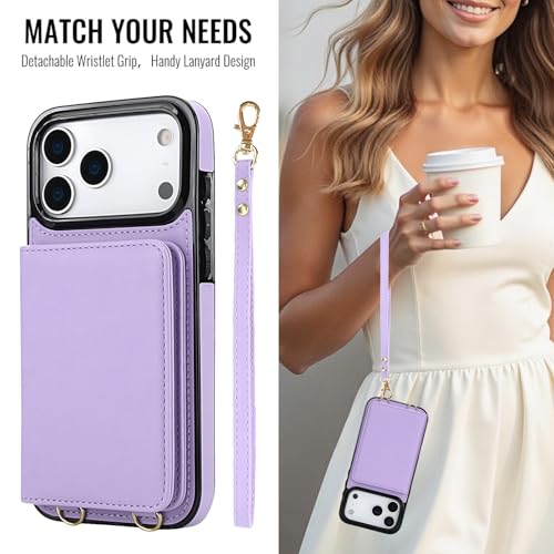 GOYIDA for iPhone 17 Pro Wallet Case with Card Holder, Violet - image 2