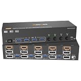 HDMI Displayport KVM Switch 3 Monitor 4 Computer 8K@60Hz/4K@144Hz KVM Switches with 4 USB 3.0 Port,Wired Remote,Power Adapter and 4 USB3.0 Cables Included