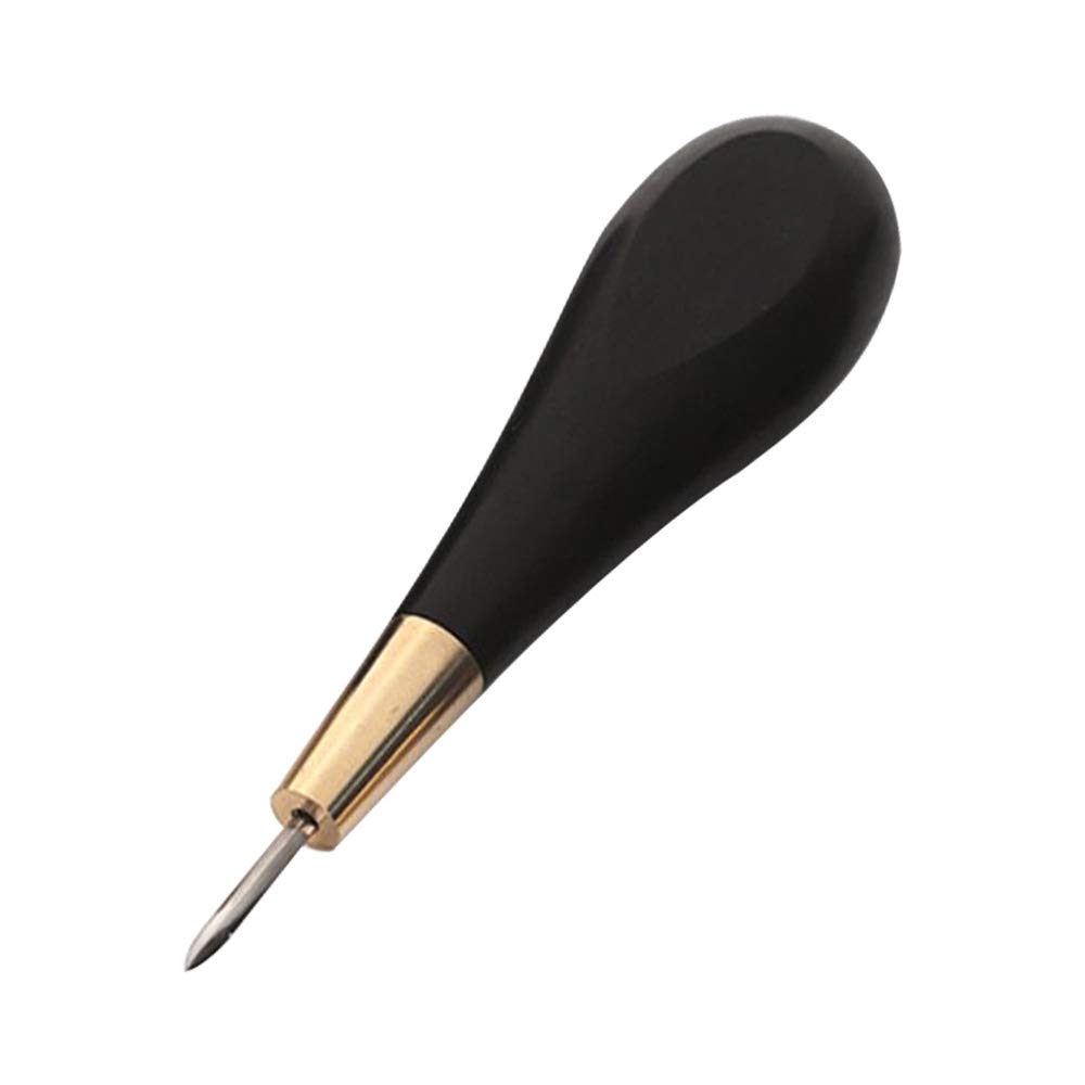 WUTA Leather Craft Diamond Awl Shape Stitching Awl Ebony Blackwood Handle Sewing Awl Kits Handmade Sewing Tools DIY Stitcher Taper,4mm 1pcs