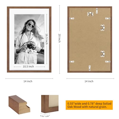puthiac 13x19 Oak Wood Picture Frame - 13"x19" Poster Frames for Wall, 13x19 Picture Frames for Wall, 13 x 19 Picture Frames, 13 x 19 Frames for Wall(3 Pack, Walnut)