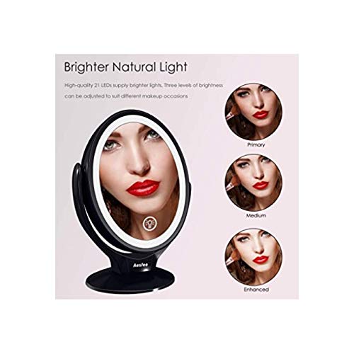 ESPELHO C/LED MAQUIAGEM DUPLAFACE 360°TOUCH AF-802 PRETO