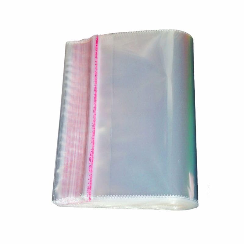 Plastic 50 Pc 14X18 Size Transparent Polythene Bags For Saree Packing Clothes Large Size Saree Polybag Clear Cover Sealable Shirt Pant Storage Self Adhesive Bopp Pouches With 2 Inch Base-image-25
