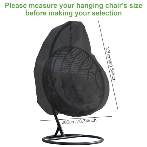 Housse de protection pour fauteuil suspendu, housse de protection pour fauteuil suspendu, imperméable, housse de protection pour fauteuil suspendu, patio, jardin, 2 personnes, noir, 230 x 200 cm – vue 4