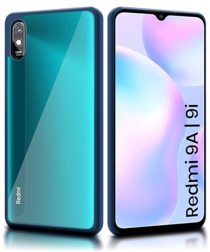 Image of WOW IMAGINE Shockproof Hybrid Back Cover for Mi Redmi 9A | 9i | 9A Sport | Hard Slim fit Back Case | PC & TPU | Clear Transparent Case - Blue