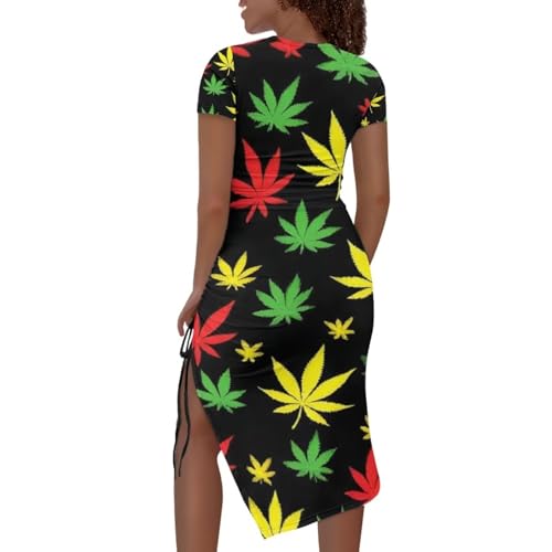 Image of Short Sleeve Dress for Women,Sexy Bodycon Dress,Plus Size Slit Dress,String Design s-4xl