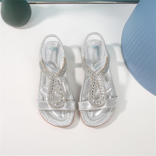 Image of Toddler Girls Sandals Sparkly Rhinestone Girl Shoes Soft Rubber Princess Summer Wedding Party for Little Kid /Big Kid