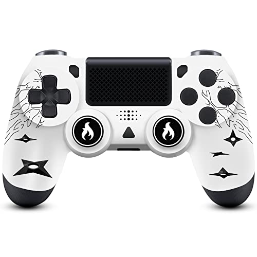 Custom Ps-4 Controller Wireless, Ftfvaska Bluetooth Controller Ps4 Gaming Gamepad Compatible With Ps-4/Slim/Pro, Ps4 Remote Controllers Game Joystick (White Eye) #TOP1