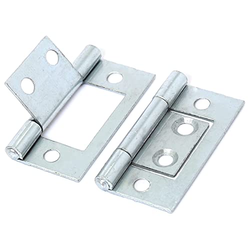Small Zinc Flush Cabinet Hinges Door Flush Hinges 40mm/1.5-Inch Heavy Duty Silver Flush Hinges for Cupboards and Cabinets Dresser Wardrobes Pack of 2.