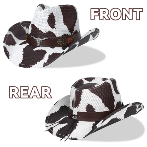 Image of WQWOVRVO Cowboy Hat,Cowgirl Hat,Western Cowboy Hats for Women /Mens /Straw Wide with Shapeable Brim Cowboy Hat for Womens