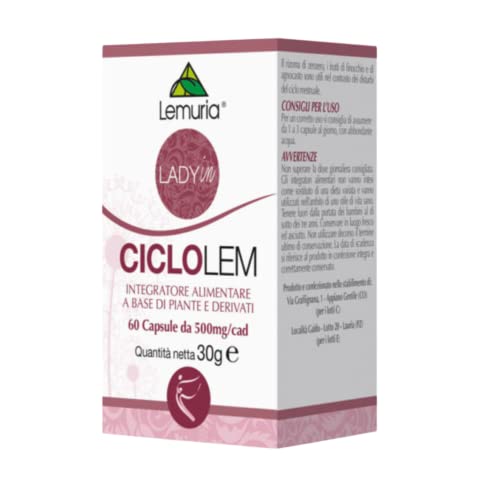 Lemuria - Ciclolem Integratore Alimentare - Supporto Naturale per i Disturbi del Ciclo Mestruale - 60 Capsule - Made in Italy