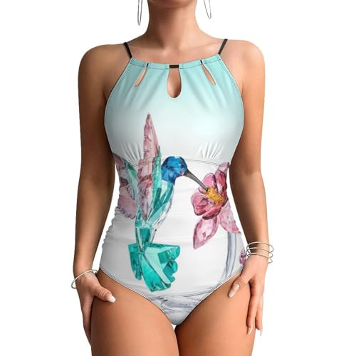 Maillots de bain une pièce contrôle ventre gainant imprimé oiseau