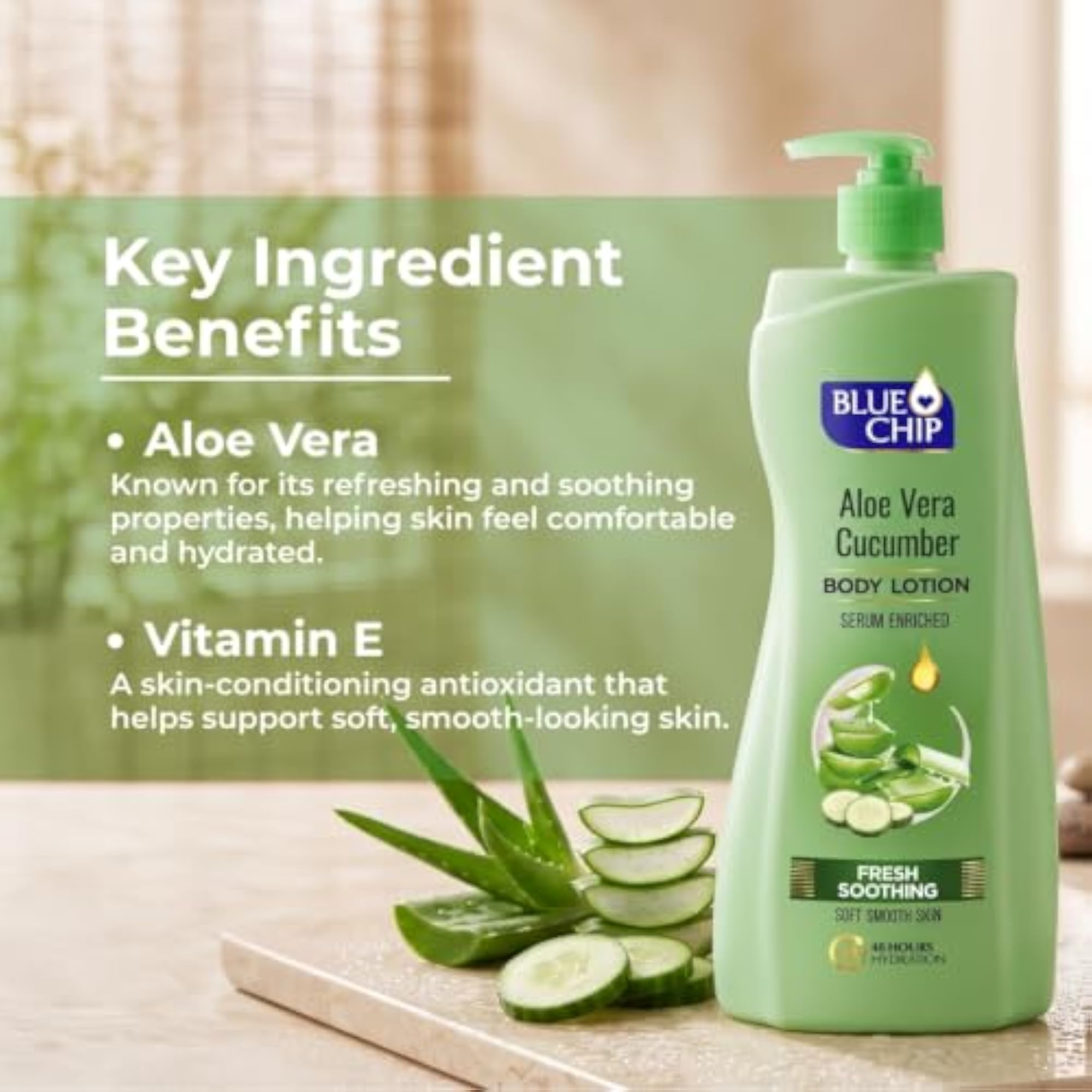 Aloe Vera Cucumber Body Lotion, Long-Lasting Hydration