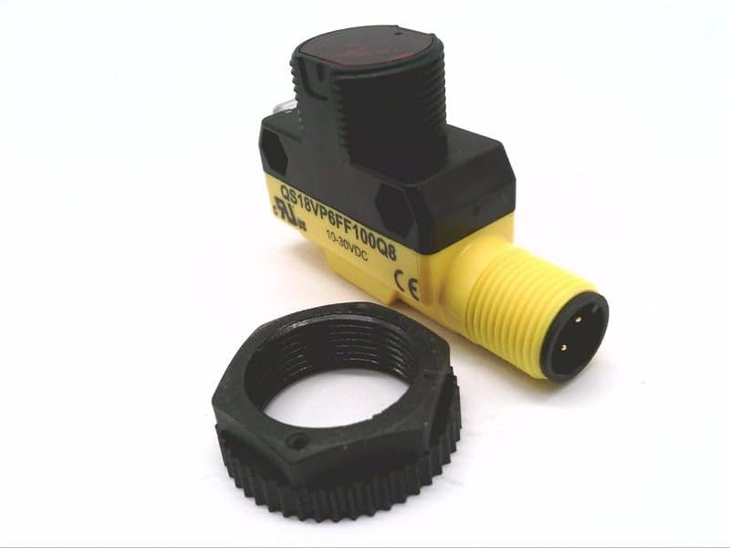 BANNER ENGINEERING QS18VP6FF100Q8 (71882), 100 MM / 4 INCH Fixed Field, 10-30 VDC Supply, ABS, Integral 4 PIN M18 QD, LED Indicators, Light/Dark Modes, PHOTOELECTRIC, PNP, Sensor