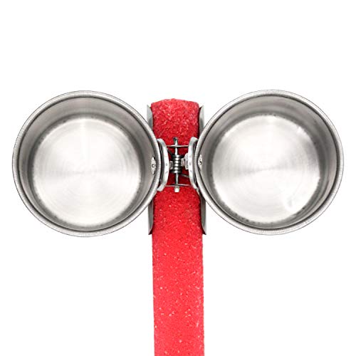 Bac-kitchen Bird Water Feeder Dishes Bird Bowl Cage Hanging Bowl Stainless Steel Perches Play Stand with Clamp Bird Cage Coop Cups Water Food Dish Feeder Bowl Birdcage (Clamp Cup)