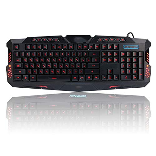 Teclado gaming silencioso con retroiluminación arcoíris LED y panel de metal resistente 7