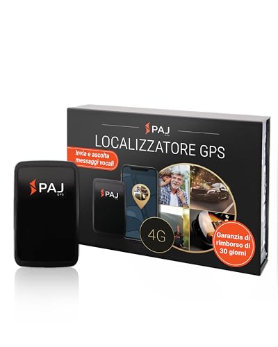 PAJ ALLROUND Finder Tracker 4G, Localizzatore GPS per Auto, Moto, Veicoli, Bambini, Anziani, Persone con Demenza - Messaggi Vocali - Localizzazione in Tempo Reale, Tasto SOS - Batteria Max 40gg