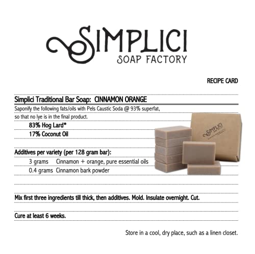 Simplici Orange & Cinnamon Bar Soap Value Bag (6 Bars) Bulk Palm Oil Free. Scented With Pure Essential Oils. #TOP1