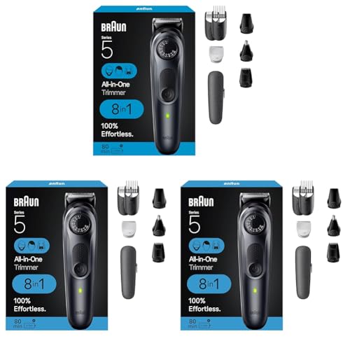 Image of Braun All-in-One Style Kit Series 5 5471, 8-in-1 Trimmer for Men with Beard Trimmer, Body Trimmer for Manscaping, Hair Clippers & More, Ultra-Sharp Blade, 40 Length Settings, Waterproof (Pack of 3)