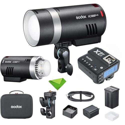 Godox AD300 Pro II AD300Pro II with X2T S Trigger 300Ws TTL Outdoor Flash, 2.4G Wireless, 12W Bi-Color Modeling Light, 0.01~1.5s Recycle Time, 1/512 Light Control, Strobe Speedlight Monolight