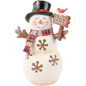 Primitives by Kathy Lighted Snowman Joy Figurine Primitives by Kathy Lighted Snowman Joy Figurine